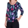 Blusa De Manga 3,4 Con Flores Mujer