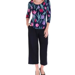 Blusa De Manga 3,4 Con Flores Mujer -Tienda Barata Femvesti 43226375 x3