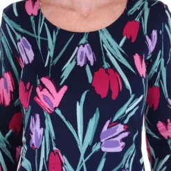 Blusa De Manga 3,4 Con Flores Mujer -Tienda Barata Femvesti 43226375 x4