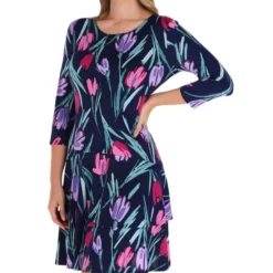 Vestido Corto De Manga 3,4 Con Flores Mujer -Tienda Barata Femvesti 43226394 x3