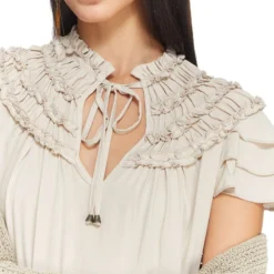 Blusa De Cuello Redondo Y Manga Corta Mujer -Tienda Barata Femvesti 43229863 x3