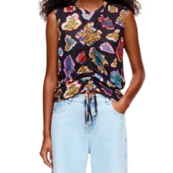 Blusa Sin Mangas Estampada Mujer