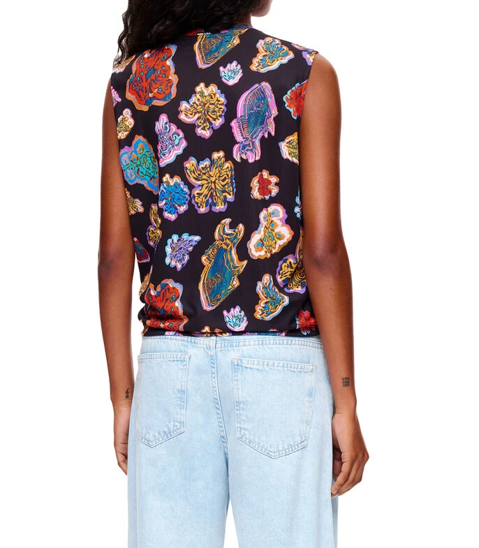 Blusa Sin Mangas Estampada Mujer 2 Blusa Sin Mangas Estampada Mujer - Imagen 2