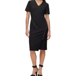 Boss Vestido Con Escote En Pico Y Detalles De Cremallera Mujer