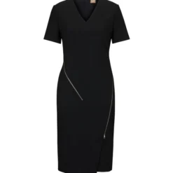 Boss Vestido Con Escote En Pico Y Detalles De Cremallera Mujer -Tienda Barata Femvesti 43243220 x5