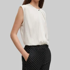 Boss Blusa Sin Mangas Regular Fit En Seda Con Elástico Mujer