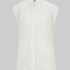 Boss Blusa Sin Mangas Regular Fit En Seda Con Elástico Mujer -Tienda Barata Femvesti 43243244 x4