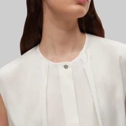 Boss Blusa Sin Mangas Regular Fit En Seda Con Elástico Mujer -Tienda Barata Femvesti 43243244 x5
