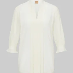 Boss Blusa Regular Fit De Pura Seda Con Plisado Frontal Mujer -Tienda Barata Femvesti 43243522 x4