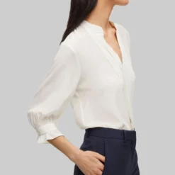 Boss Blusa Regular Fit De Pura Seda Con Plisado Frontal Mujer -Tienda Barata Femvesti 43243522 x5