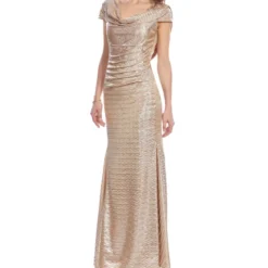 Vestido De Noche Maxi Con Pliegues Mujer