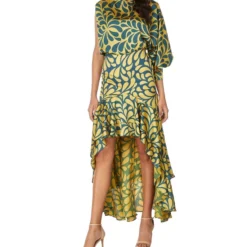 Vestido De Fiesta Maxi Estampado Con Una Manga Mujer