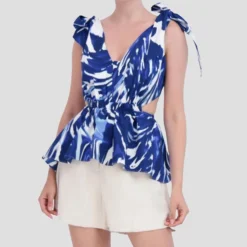 BCBGMAXAZRIA Blusa Estampada Sin Mangas Mujer