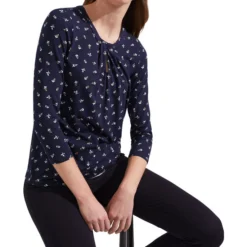 Blusa De Cuello Redondo Y Manga 3,4 Julia Mujer -Tienda Barata Femvesti 43276098 x3