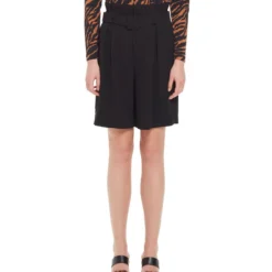 Falda Negra Con Cinturón Mujer