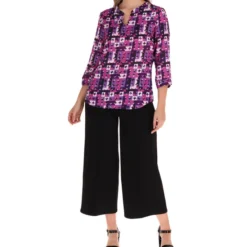 Blusa Estampada Con Mangas 3,4 Mujer -Tienda Barata Femvesti 43279086 x3