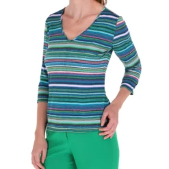 Blusa De Manga 3,4 Con Rayas Mujer