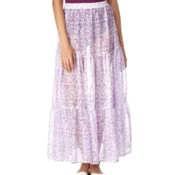 Falda De Playa Maxi De Corte Recto Con Hojas Mujer