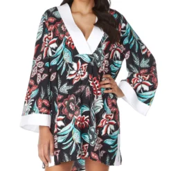 Túnica De Playa Con Flores De Manga Larga Mujer