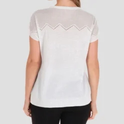 Blusa De Manga Corta Con Acabado Calado Mujer -Tienda Barata Femvesti 43279684 x2