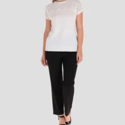 Blusa De Manga Corta Con Acabado Calado Mujer -Tienda Barata Femvesti 43279684 x3