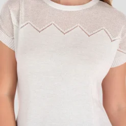 Blusa De Manga Corta Con Acabado Calado Mujer -Tienda Barata Femvesti 43279684 x4