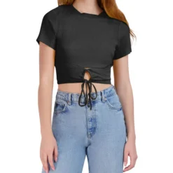 BCBGeneration Blusa Crop Top Lisa Manga Corta Mujer