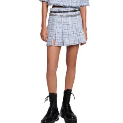 Maje Falda Corta De Silueta Recta Con Jaspeado Mujer