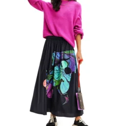 Desigual Falda Larga De Corte A Estampada Mujer -Tienda Barata Femvesti 43291205 x3