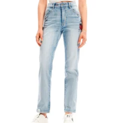 Desigual Jeans Estilo Vaquero Rectos Con Mickey Mouse Mujer