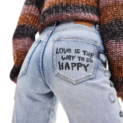 Desigual Jeans Smiley Acampanado Mujer -Tienda Barata Femvesti 43293676 x4