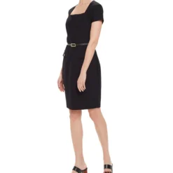 Vestido Negro Entallado Escote Cuadrado Mujer -Tienda Barata Femvesti 43296630 x3