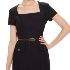 Vestido Negro Entallado Escote Cuadrado Mujer -Tienda Barata Femvesti 43296630 x4