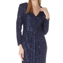 Vestido De Fiesta Maxi Manga Larga Con Lentejuela Mujer -Tienda Barata Femvesti 43302102 x3