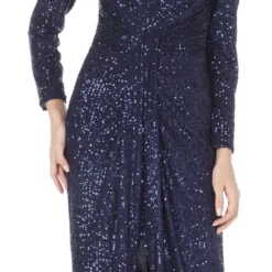 Vestido De Fiesta Maxi Manga Larga Con Lentejuela Mujer -Tienda Barata Femvesti 43302102 x4