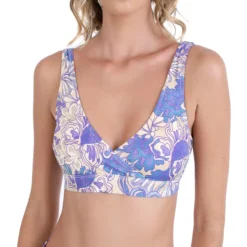 Bikini Top Persea Con Flores Mujer