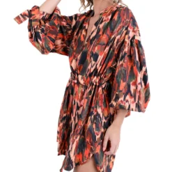 Vestido De Playa Corto Abstracto Maranta Mujer -Tienda Barata Femvesti 43306854 x3