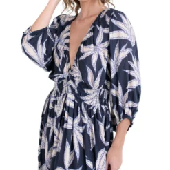 Vestido De Playa Largo Con Hojas Kentia Mujer -Tienda Barata Femvesti 43306960 x3