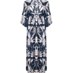 Vestido De Playa Largo Con Hojas Kentia Mujer -Tienda Barata Femvesti 43306960 x4