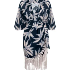 Vestido De Playa Mini Kentia Con Hojas Mujer -Tienda Barata Femvesti 43307019 x4