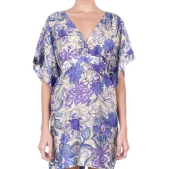 Kaftan Floral Con Manga Corta Persea Mujer