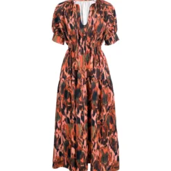 Vestido De Playa Largo Abstracto Maranta Mujer -Tienda Barata Femvesti 43307033 x4