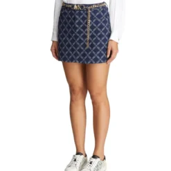 Michael Kors Falda De Mezclilla Corta De Corte Recto Con Monogram Mujer