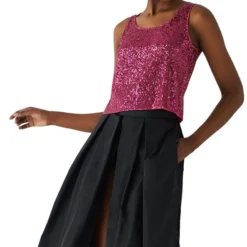 Blusa Con Lentejuelas Sin Mangas Mujer