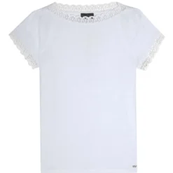 Blusa Con Encaje En Bordes Y Manga Corta Mujer -Tienda Barata Femvesti 43323345 x5