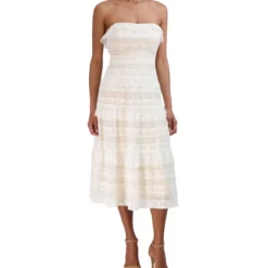 BCBGMAXAZRIA Vestido Midi Con Encaje Mujer