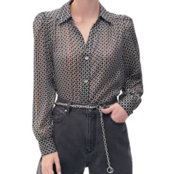 Blusa Camisera Estampado Geométrico Mujer