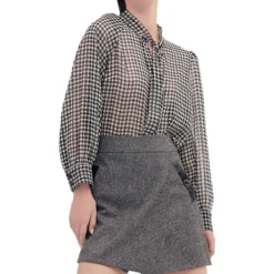 Falda Short Tejido Tweed Detalles Vinipiel Mujer -Tienda Barata Femvesti 43353664 x3
