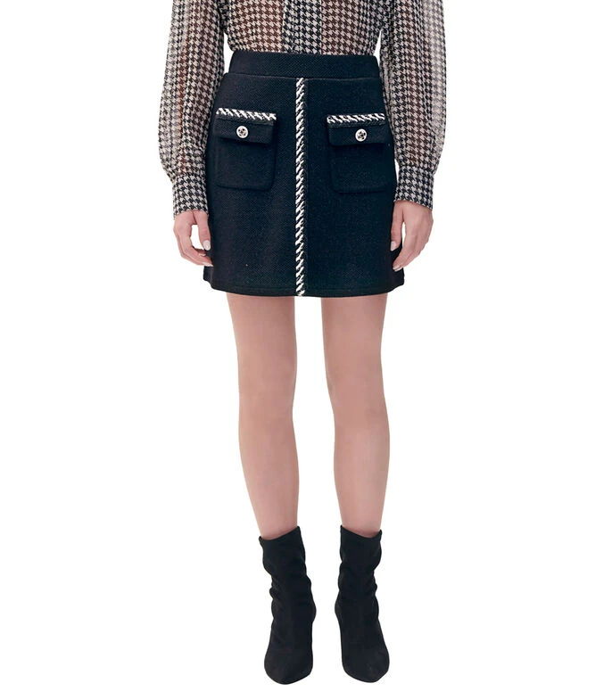 Falda Corta Tejido De Punto Con Ribetes Mujer 1 Falda Corta Tejido De Punto Con Ribetes Mujer