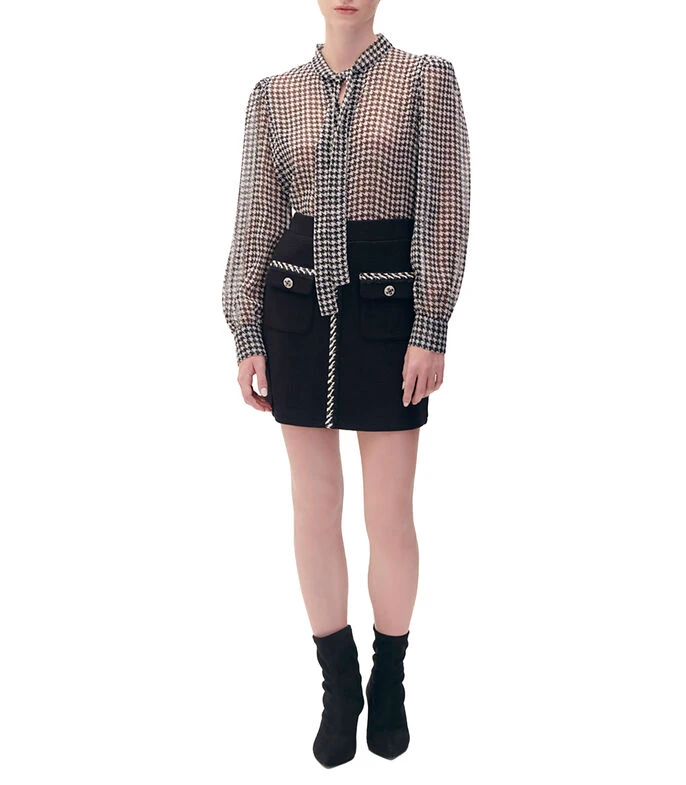 Falda Corta Tejido De Punto Con Ribetes Mujer 3 Falda Corta Tejido De Punto Con Ribetes Mujer - Imagen 3